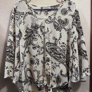 Chenault Black and White Paisley Blouse